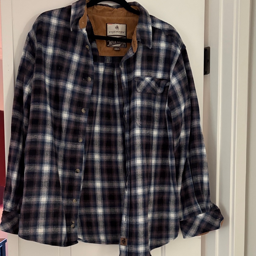 Legendary Whitetails Blue and White Plaid Casual Button Down Shirt